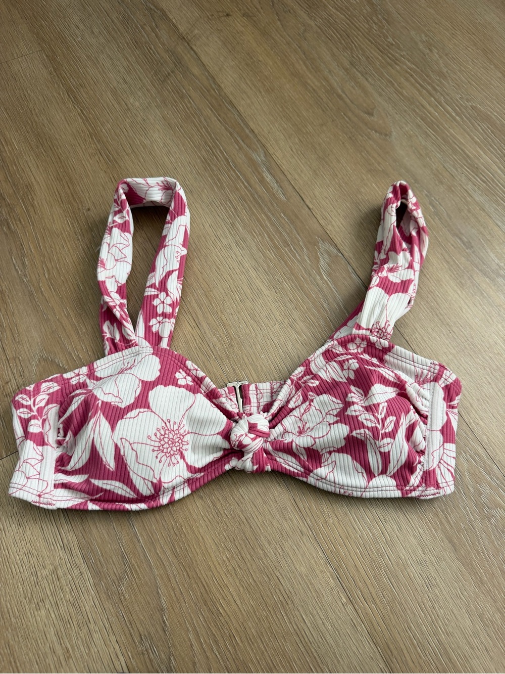 Target Pink and White Floral Knot Bikini Top